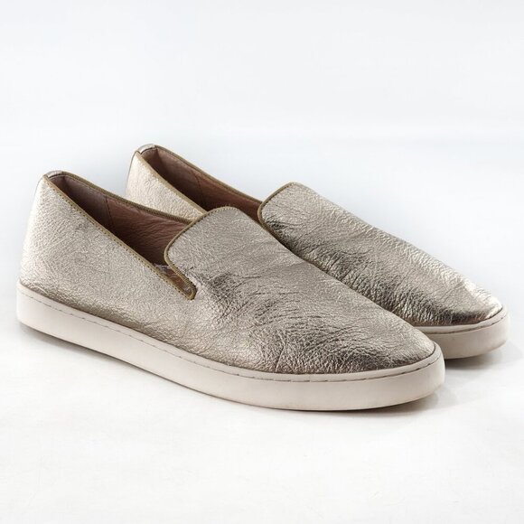 BIRDIES Swift Gold Metallic Leather Slip On Loafer Sneakers - Picture 1 of 9